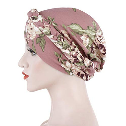 Cancer Chemo Beanies Bandana Headwrap Cap Satin Bonnet Head Scarf Hijab Braid Silky Turban Hats for Women - color: Pink Floral
