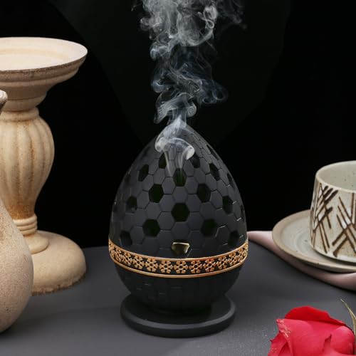 TERSCHELLING Charcoal Incense Burner, Bakhoor Burner, Oud Frankincense Resin Incense Burner for Yoga, Spa and Aromatherapy, Office & Home Decor (Black)