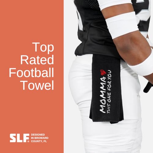 SLEEFS Football Towel - Cotton Quarterback QB Towel for the Football Field - Bi-Fold Hook & Loop Closure - Men/Youth/Boys/Adults - Momma Black - color: Momma Black