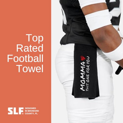 SLEEFS Football Towel - Cotton Quarterback QB Towel for the Football Field - Bi-Fold Hook & Loop Closure - Men/Youth/Boys/Adults - Momma Black - color: Momma Black