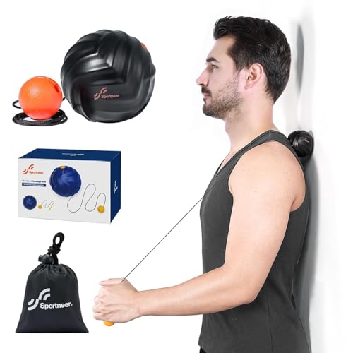 Sportneer Massage Lacrosse Ball with String, Deep Tissue Massager for Back Myofascial Release, Shoulder Trigger Point Therapy & Foot Plantar Fasciitis, Full Body Relaxation, Greasy Black - color: Greasy Black