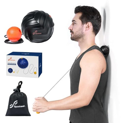 Sportneer Massage Lacrosse Ball with String, Deep Tissue Massager for Back Myofascial Release, Shoulder Trigger Point Therapy & Foot Plantar Fasciitis, Full Body Relaxation, Greasy Black - color: Greasy Black