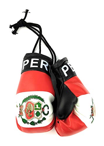 Hanging Car Mirror Mini Boxing Gloves (Peru) - color: Peru