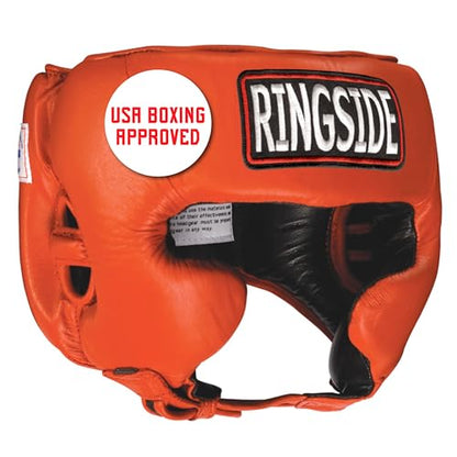 Ringside Competition Boxing Muay Thai MMA Sparring Head Protection Headgear with Cheeks - color: Red, size: Small