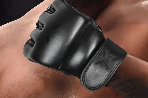 MMA Gloves - Men & Women Training Wristwrap Gloves for Boxing, Fighting, Kickboxing, Taekwondo, Karate Sparring - color: Full Black