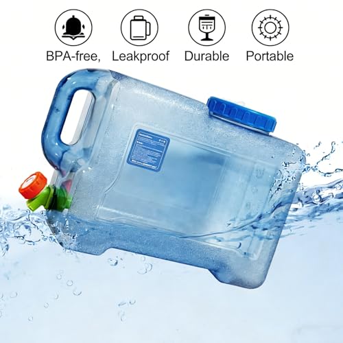3.17 Gallon Water Container with Spigot, Portable Water Jug, No Leakage Camping Bucket with Tap, BPA Free Emergency Water Storage Tank for Camping, Vehicle, Car, Outdoor Hiking, Picnic