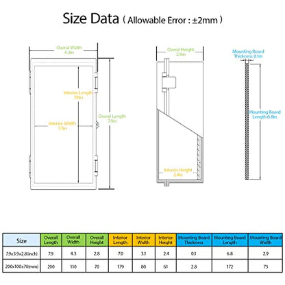 ABS Plastic Dustproof Waterproof IP65 Junction Box Hinged Shell Universal Electrical Project Enclosure Gray, with PC Transparent Clear Cover 7.9 x 3.9 x 2.8 inch (200 x 100 x 70mm) - size: 7.9" x 3.9" x 2.7" (1pc)