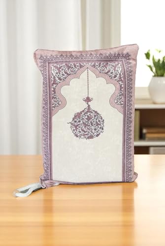 ihvan online Muslim Prayer Rug with Portable Elegant Fabric Bag, Janamaz, Sajadah, Soft Islamic Prayers Rug, Islamic Gifts for Eid Ramadan, Travel Prayer Carpet Mat, Fuchsia - color: Fuchsia