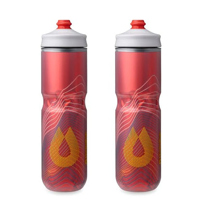 HydraPak | Polar Bottle - Polar Surge Insulated Bike Water Bottle 2-Pack - High Flow, Cycling & Sports Squeeze Bottle (Ascent Red, 700ml / 24oz) - color: Ascent Red, style: 24oz/700ml
