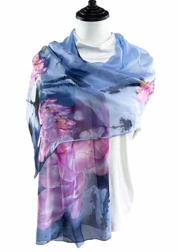 Xyueanlo Scarfs for Women Lightweight Scarves Fashion Print Floral Pattern Scarf Shawls - color: I-blue