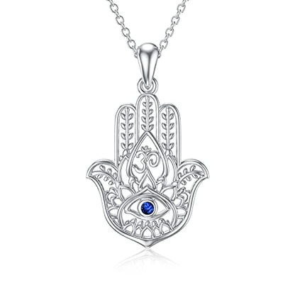 PROESS 925 Sterling Silver Hamsa/Allah Necklace Evil Eye Amulet Jewelry Gifts for Men Women - style: hamsa fatima necklace
