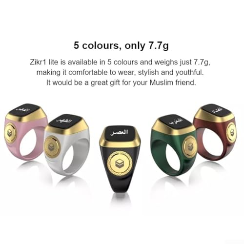 IQibla Smart for Zikr Ring with Digital Counter, Vibration Reminder, for OLED Display, 40mAh for battery and Prayer Time Alerts for Muslims, Black(20mm green) - size: 20mm green