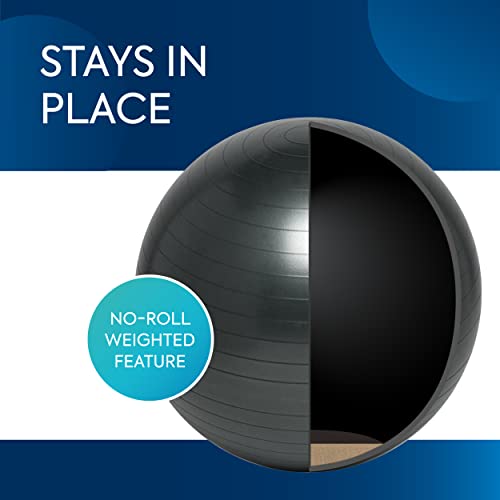 Bouncyband Balance Ball – Create Flexible Seating to Improve Focus at School, Office, or Home with This No-Roll Weighted Ball - color: Dark Gray, size: Medium (Pack of 1)