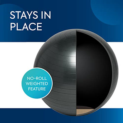 Bouncyband Balance Ball – Create Flexible Seating to Improve Focus at School, Office, or Home with This No-Roll Weighted Ball - color: Dark Gray, size: Medium (Pack of 1)