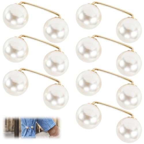 8pcs Pearl Brooches Pins, Faux Pearl Sweater Shawl Clip, Beige