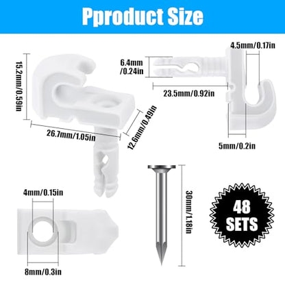 48 Pack Wire Shelf Clips, Plastic Drywall Back Wall Clips for Wire Shelving | White Wall Mounted Wire Shelf Brackets Loop Clips with Screws & Expansion Tubes, Fits Wire Closet Shelving - color: Drywall clips 48 PACK