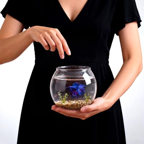 0.5 Gallon Plastic Fish Tank Large Bowl Shatterproof with Crystal Clear Clarity for Terrarium, Flower Vase Centerpiece Gift for Fish Lovers (Round) - size: 0.5 Gallon, style: Round