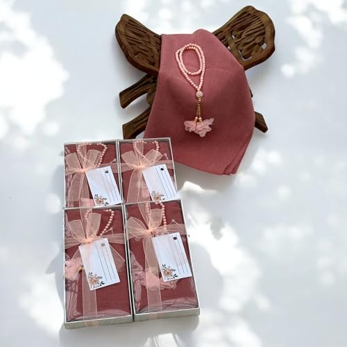 SAIKA 4 PCS Muslim Women Soft Premium Hijab, Scarves Shawl, Long Scarf Wrap, Scarves with Gift package, Islamic gift for her - color: Rose