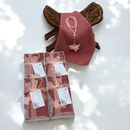 SAIKA 4 PCS Muslim Women Soft Premium Hijab, Scarves Shawl, Long Scarf Wrap, Scarves with Gift package, Islamic gift for her - color: Rose