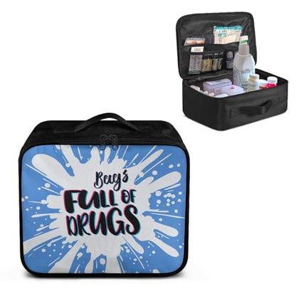 Gomyblomy Blue First Aid Kit Bag Empty Emergency Kit Bags Full of Drugs Print Lightweight Storage Pouch for First Aid Supplies Organizer Travel Medicine Bag with Zippers and Handle - color: Blue-add