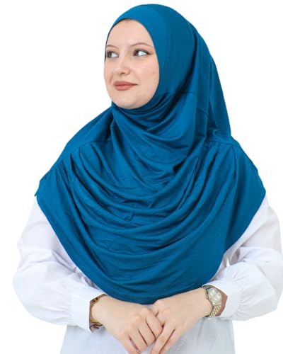 Prien Ready To Wear Hijab For Women, Instant Turban, Soft Muslim Scarf For Prayer, Long Hijabs, Islamic Clothes, Jersey Abaya - color: Turquoise