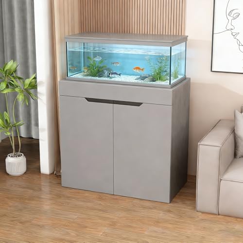 Aquarium Stand, Wooden Fish Tank Stand, Glass Container Base Cabinet, Reptile Stand With Storage Space, Suitable For Reptile And Turtle Tanks. Easy To Assemble(Gray,23.6x17.7in) - color: Gray, size: 23.6x17.7in
