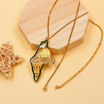 Palestinian Necklace, Personalized Islamic Faith Pendant, ALLAH Symbol Necklaces, Durable Stainless Steel, Religious Jewelry for Women Y5145