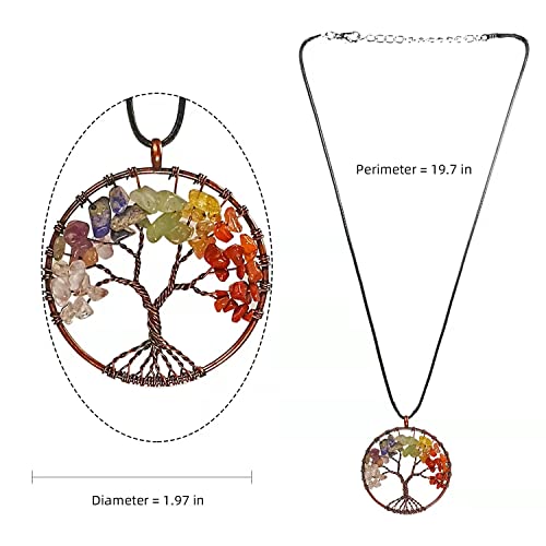 Car Mirror Hanging Accessories Healing Crystal Decor Tree of Life Car Hanging Decor 7 Chakras Stones Ornaments Good Luck Home Decoration
