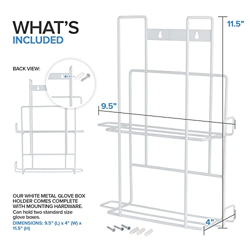 Stock Your Home (White) Metal Double Gloves Dispenser, Tissue Box Shelf, Glove Box Holder Wall Mount, for Kitchen, Cleaning Closet, Lab, Exam, Office - size: 1 Count, style: Double Stack