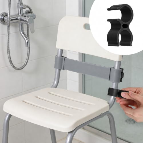 2PCS Shower Chair Shower Head Holder Clip Black Universal Clip | Replacement Bracket on Showerhead Clamp for Handheld Wand,Fits 22mm/0.86in Bath Chair Poles for Elderly,Disabled - color: Black