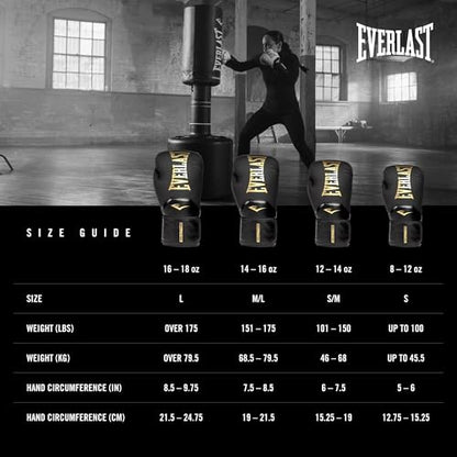 Everlast Elite 2 Boxing Gloves - color: Black/Gold, size: 12 oz