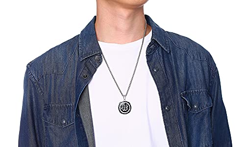MEALGUET Allah Medallion Necklace, Stainless Steel Islamic Jewelry,Arabic Jewelry,Allah Name of God Round Pendant Necklace for Women and Men with Agate Beaded Chain, Muslim Gift Jewelry, Gift - style: Silver-stainless steel chain necklace