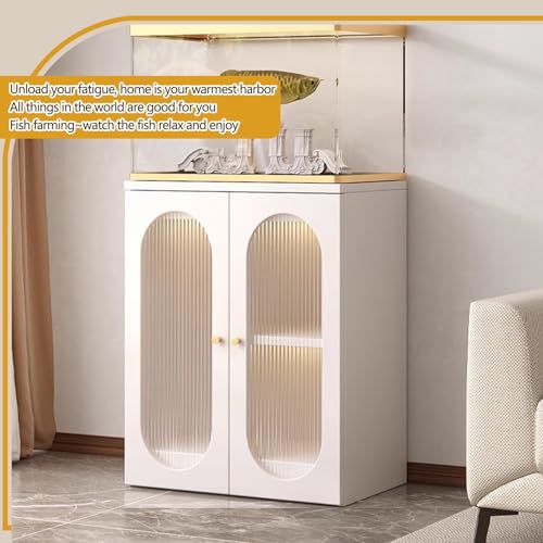 Luxury Fish Tank Cabinet with 16mm Thick Panel, Reserved Wiring Holes on the Back, and Large Storage Space(White,60x45cm/23.6x17.7in) - color: White, size: 60x45cm/23.6x17.7in