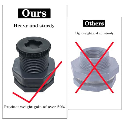 NPT 1 Female PVC Heavy-Duty Bulkhead Fitting with Plug Silicon Seal Gasket Water Tank Connector for 1.89 Inch Hole Saw Rain Barrels, Aquariums 2Pcs (Thickened Version) ﻿ - size: 1 NPT Female