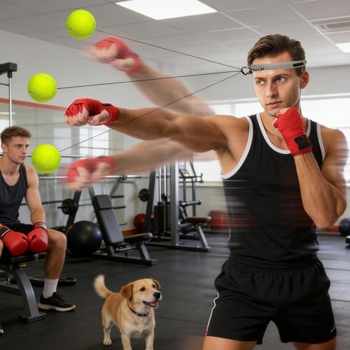 Boxing Ball with Headband - Wearable Punching Speed,Silicone Headband Boxing Trainer Ball,for Living Room Bedroom Dormitory Gym Men Women Beginners Teens - color: tennis