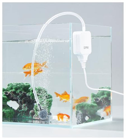 Aquarium Air Pump Mini Fish air Pump Super Quiet Fish Bowl air Pump for Up to 10 Gallon Fish Tank 1.5 Watts 310ml/min - color: White Square-Basic Kit