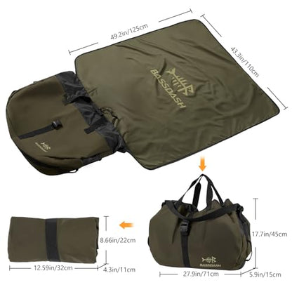 BASSDASH Wader Bag Foldable with Changing Mat Shoulder Strap Handles Mesh Boot Storage for Fishing Travel Hunting Hiking 27.9”L x 5.9”W x 17.7”H FP08