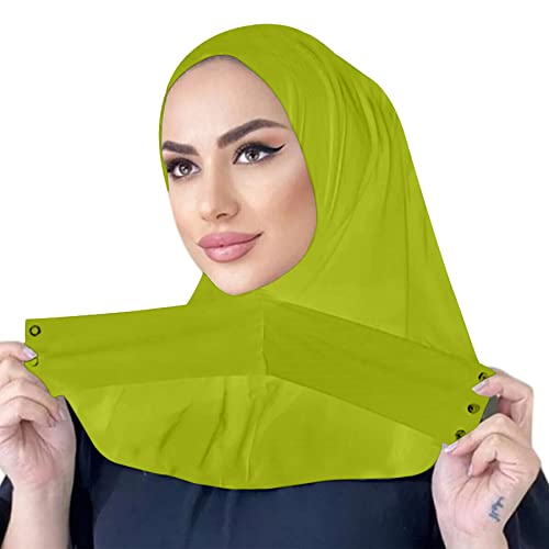 Suillty Fashion Muslim Hijab for Women Instant Snap Fastener Hijab Inner Cap Full Cover Head Wraps Scarf Islam Turban Caps - color: Light Green