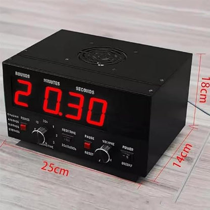 Classic Boxing Interval Timer, Professional Gymnastics Timer with LED Display, 1-12 Challenge Rounds and Adjustable Buzzer, Interval Timer for Workout, Gym Timer, Boxing Equipment,Red - color: Red