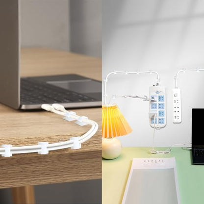 100 pcs of self Adhesive Cable Clips, Peel and Management for wall Desk and Office (Black) - color: black