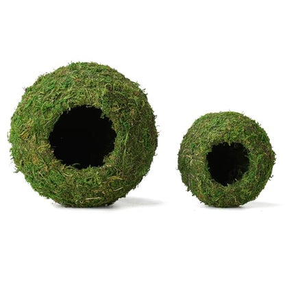 USMOLA Mossy Caves, Artificial Green Moss Caves Hide for Pet Reptile Frogs and Snakes, Terrarium & Vivarium Decor, Crested Gecko Tank Decor (4" - Woodland Green)