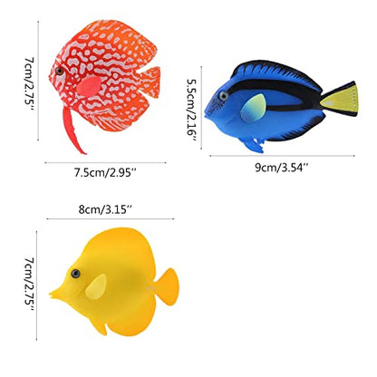 Artificial Moving Fish Floating Silicone Fish with Suction Cup Fishing Line Aquarium Decorations for Fish for T