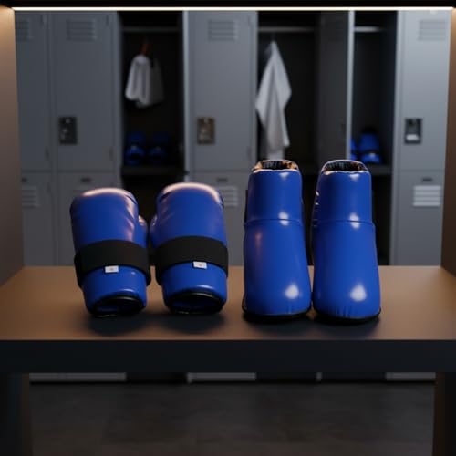 Milageto Taekwondo Guard Set Padded Foot Protectors Curved Openings Taekwondo Sparring Gloves - color: Red, size: X-Small