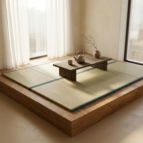 MustMat Japanese Floor Mattress Foldable Tatami Mats Folding Tatami Futon Mattress Rush Grass Floor Bed 35.4"x78.7"x1.2"(2 piece Set) - size: 2 piece set
