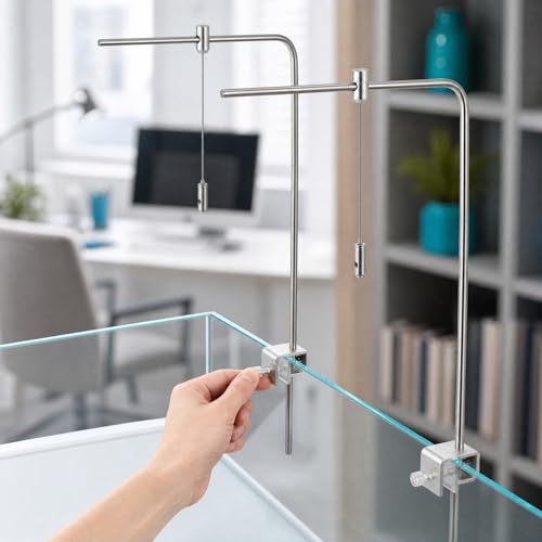 Totority Aluminum Alloy Fish Tank Light Holder, Adjustable Aquarium LED Lighting Stand Kit, Anti-Rust Hanging Bracket Support for Planted Tanks & Aluminum Decorations, Silver