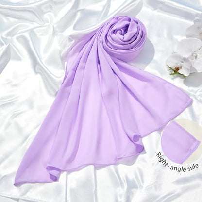 Heavy Not Easily See Through Long Chiffon Hijab Scarf for Women, Amazing Smooth Muslim Head Scarves - color: Lilac
