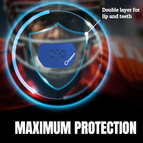 O Shield Core Football Mouth Guard, Detachable Strap | Football Mouth Guard with Detachable Strap — No-Boil Ready Fit, BPA-Free, Brace-Friendly, Includes Carrying Case - color: Royal Blue