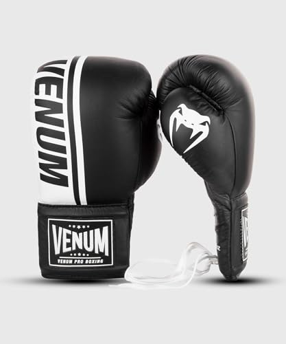 Venum Shield Pro Boxing Gloves - color: Black/White, size: 10oz XL, style: Laces