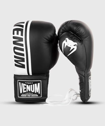 Venum Shield Pro Boxing Gloves - color: Black/White, size: 10oz XL, style: Laces
