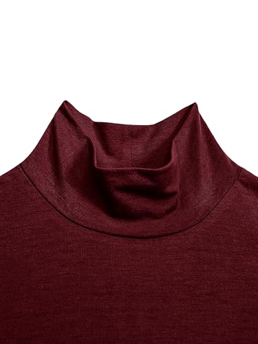 WSPLYSPJY Women High Neck Abaya Muslim Dress Solid Color Prayer Robe - color: Wine Red, size: X-Large